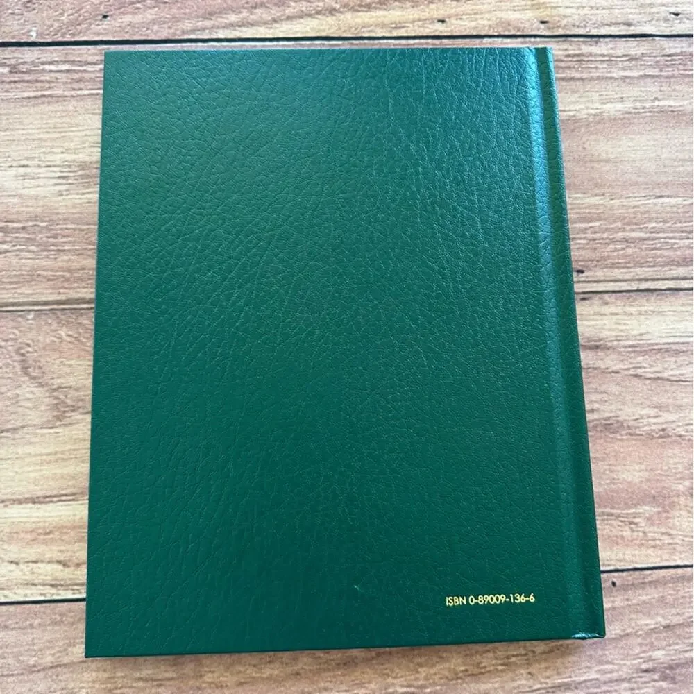 Vintage 70s blank leather bound and illustrated family tree and history journal